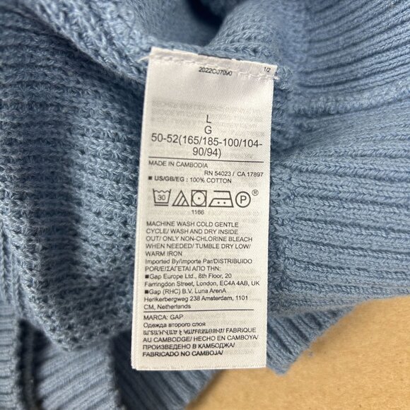 Gap Textured Raglan Long Sleeve Sweater Mens Large Daisy Blue Knit Crew Neck - Picture 4 of 6